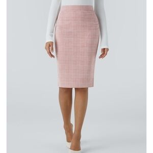 HALARA Pink Houndstooth Pencil Skirt